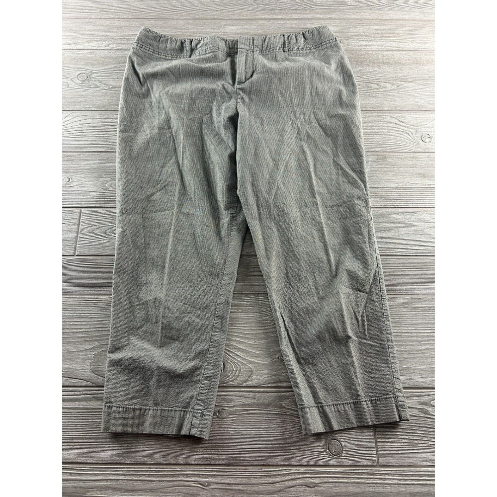 Coldwater Creek Natural Fit Textured Micro Stripe Gray Women's Size 16 Cropped